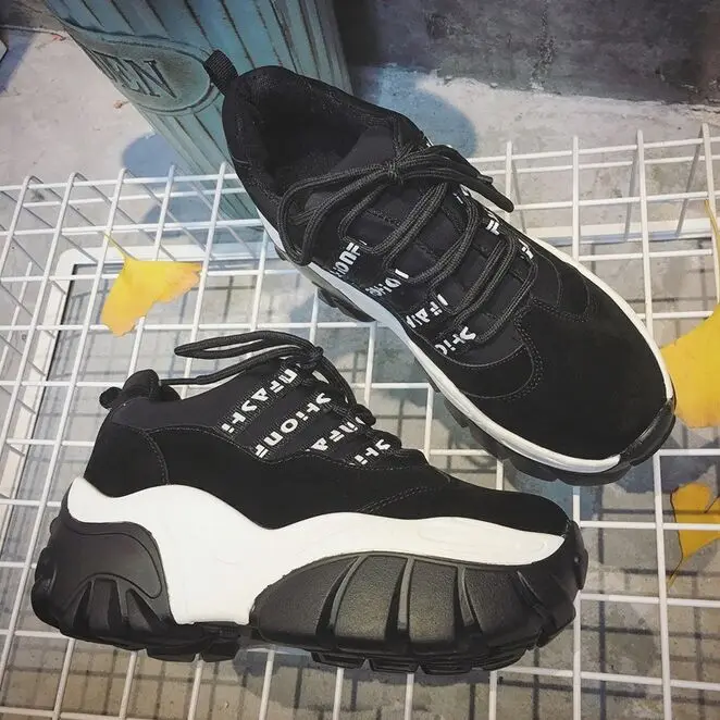 Новая мода стиль увеличение женская обувь дышащий повседневная толстым дном