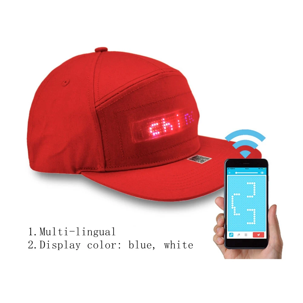 Type 1 Red App мобильный телефон контроль рекламы шляпа хип-хоп шапки Bluetooth шляпа Светодиодный дисплей легкие шляпы Flash Слово шаблон многоязычный B4 - Цвет: Type 1 Red