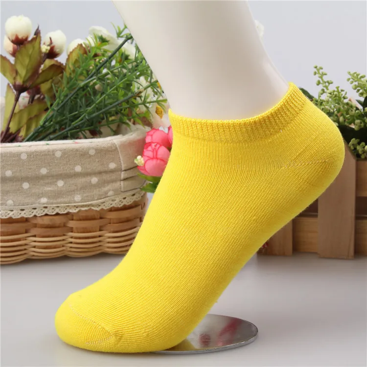 Yellow 1 пара, женские хлопковые носки, лето, осень, весна, милые яркие цвета, носки-башмачки, низкие невидимые короткие носки для женщин, тонкий носок, Тапочки - Цвет: Yellow