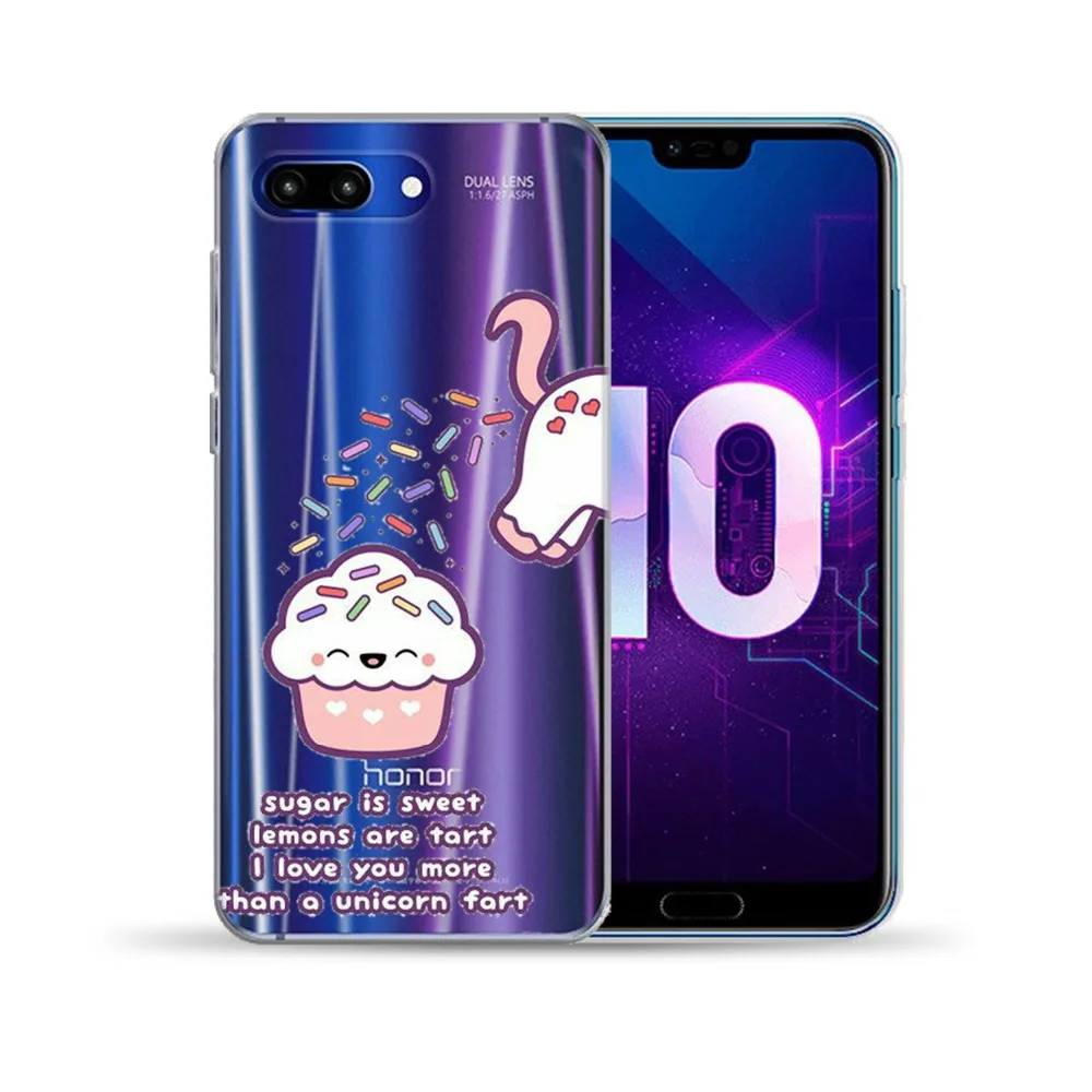 Мягкий ТПУ чехол с мультяшным единорогом для Huawei Honor 9 10 Lite 10i View 20 8X 8C 7A Y5 Y6 II Y3 Y7 2017 Y9