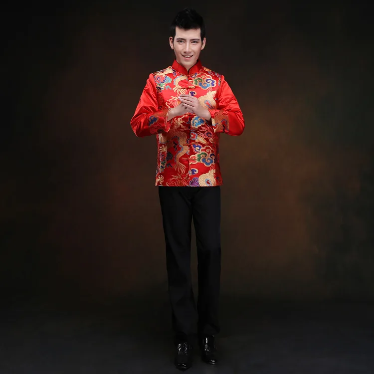 Мужская красная туника традиционная китайская мужская модель shanghai tang cheongsam