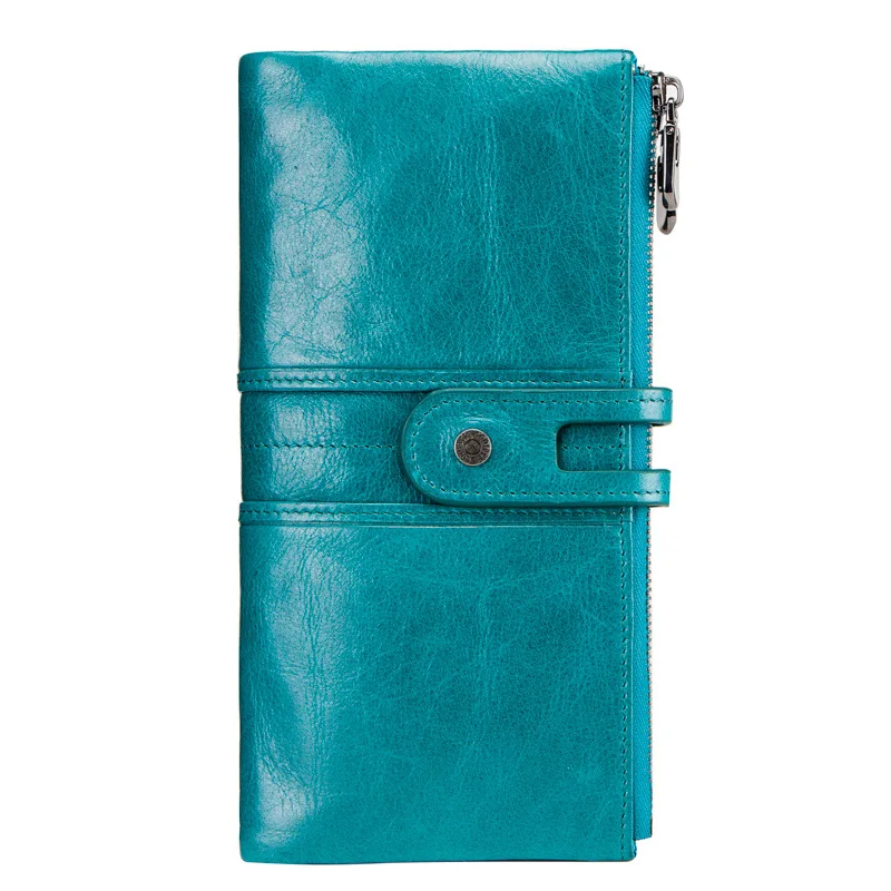 Blue Новинка, модные женские кошельки из воловьей кожи и кошельки для монет, Длинные мужские кошельки из натуральной кожи, мужские кошельки для женщин - Цвет: Blue