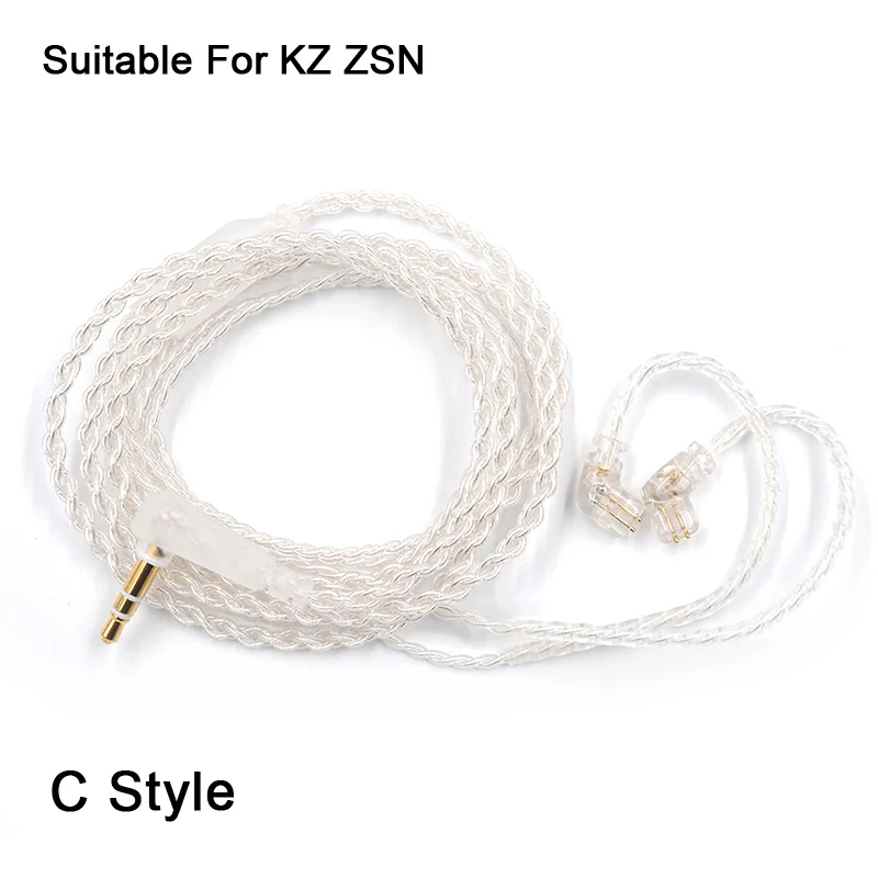 Плотным верхним ворсом KZ ZS10/ZSA/ZS6 серебряный Обновление наушников кабель съемный аудиокабель 3,5 мм 3-сваевыдрегиватель 0,75 мм 2 контактный разъем для наушников провода для ZS5/ED16 - Цвет: C Style Silver Cable
