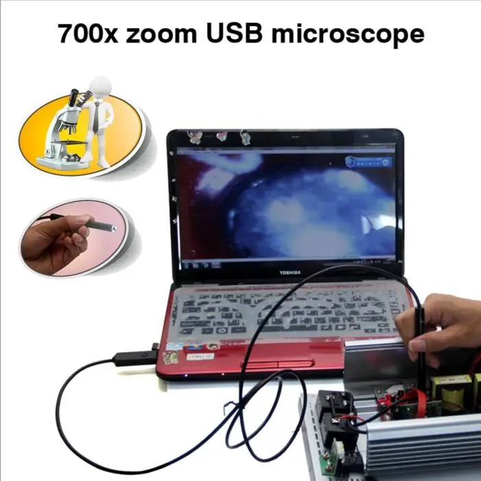 700 раз Оптический зум USB Водонепроницаемый микроскоп эндоскопа Камера Черного