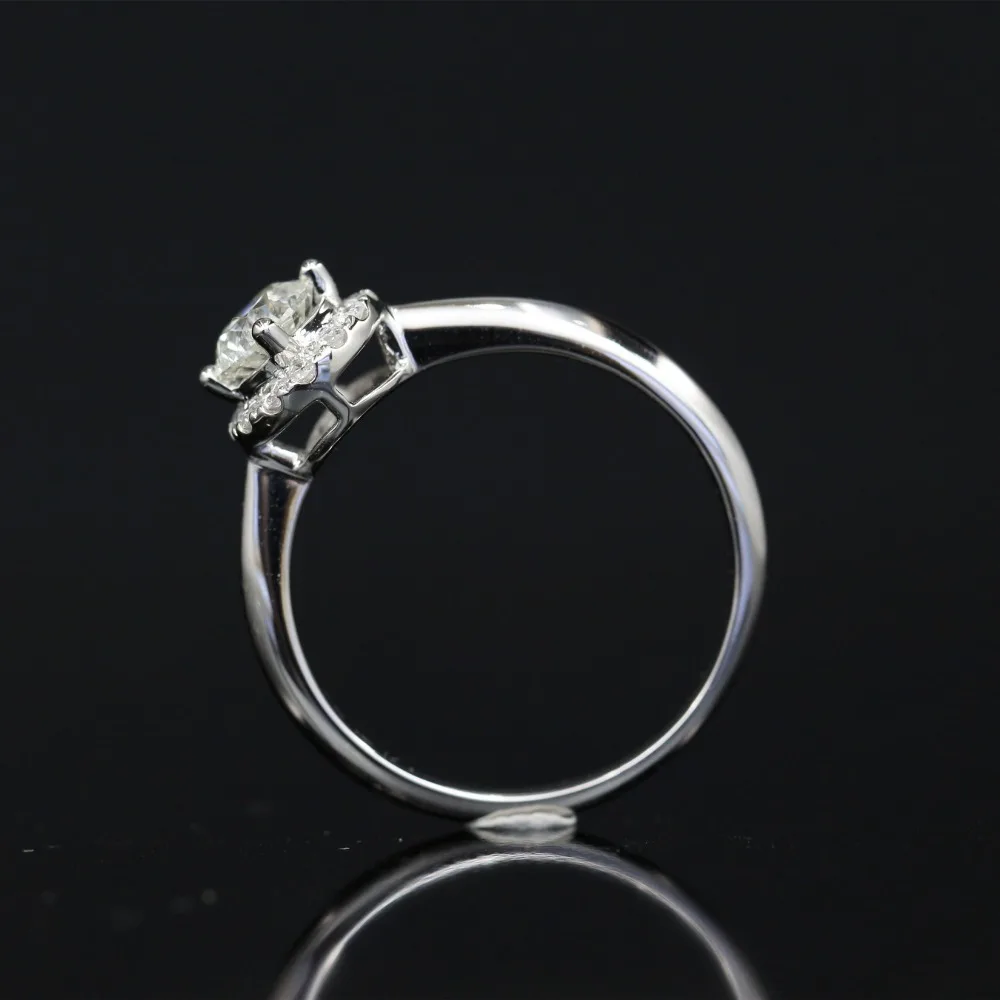 LASAMERO 0.54CT FG/SI Round Cut Halo Natural Diamond Ring For Women 18k White Gold Certified Engagement Wedding Valentine | Украшения и