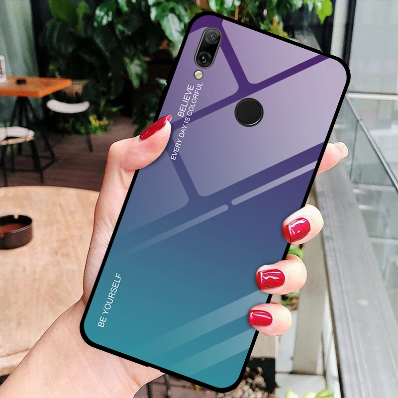 03 Ультратонкий чехол для huawei Y5 Y9 Y6 Prime Y7 Pro чехол для телефона жесткий защитный чехол из закаленного стекла - Цвет: 03