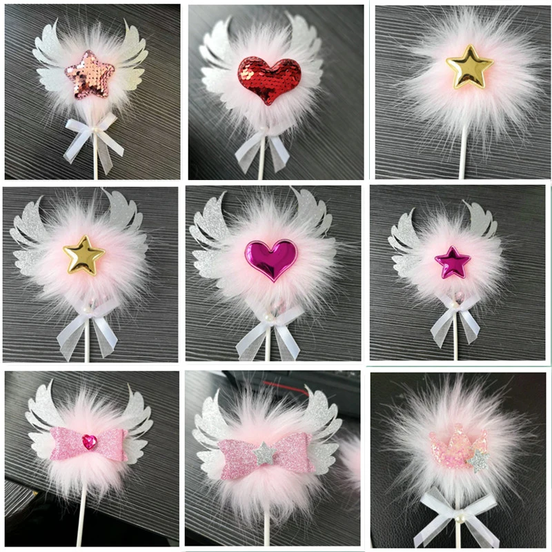 1 шт. золотые блестящие Крылья Ангела в форме сердца топперы для торта блестящий