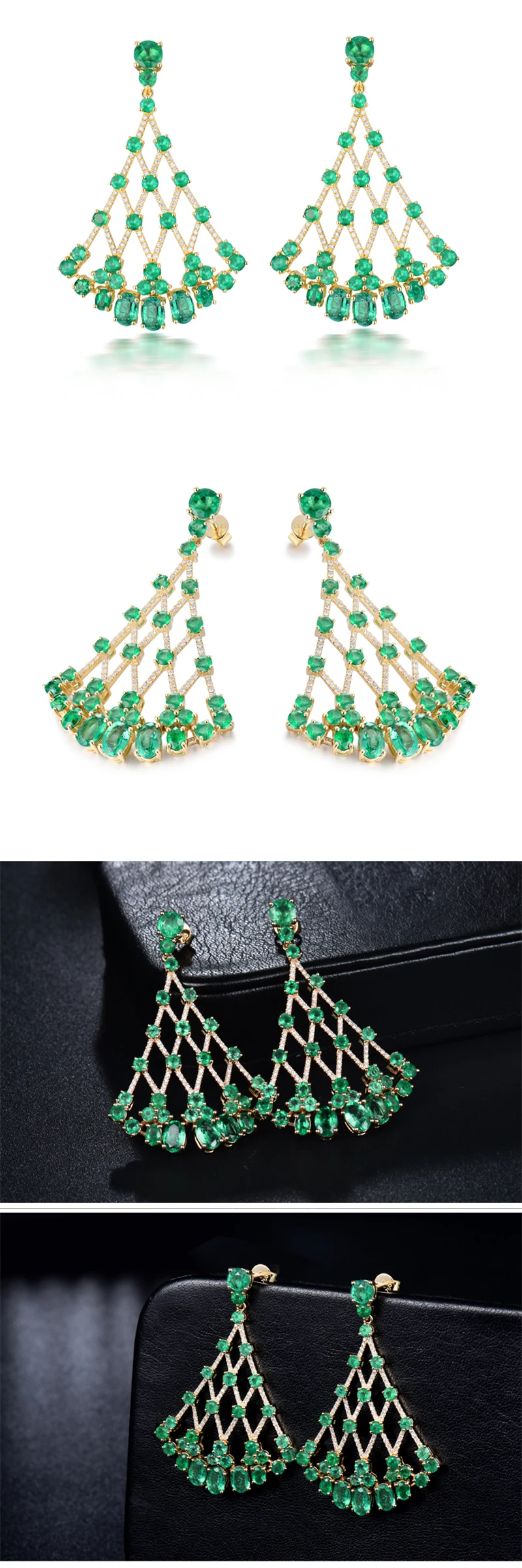 Loverjewelry, роскошное женское ювелирное изделие, 18 К, желтое золото, серьги, натуральный против изумруда, настоящие SI бриллианты, женские серьги, ювелирное изделие