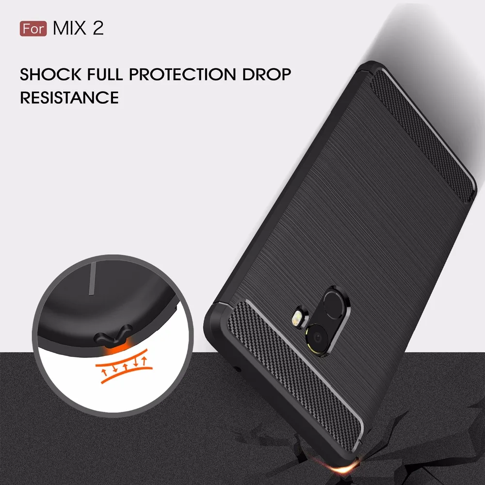 Для Xiaomi mi x 2 силиконовый чехол Мягкий ТПУ щеткой углеродного волокна Текстура