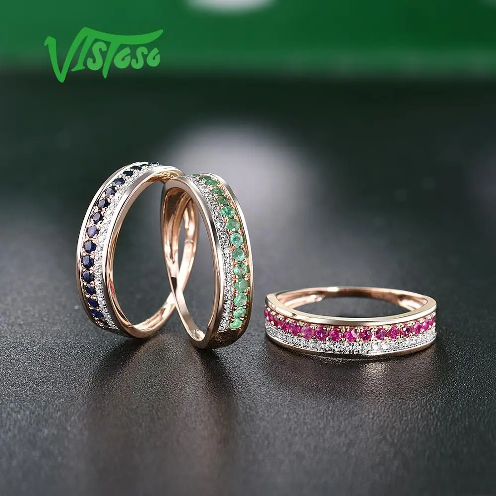 VISTOSO 14 K кольца из розового золота для Леди Подлинная блестящая Бриллиантовая