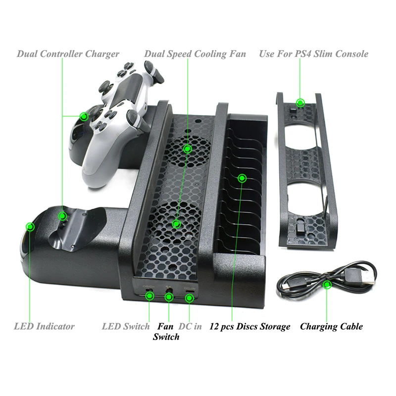 Вертикальная зарядная подставка для контроллеров Playstation 4 PS4/PS4 Slim/PS4 Pro с