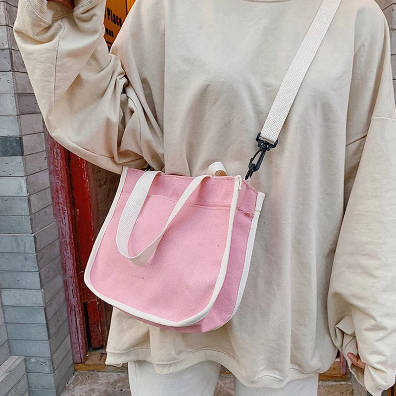 Мода японский Harajuku колледж Ветер дикая девушка сплошной цвет Холщовая Сумка