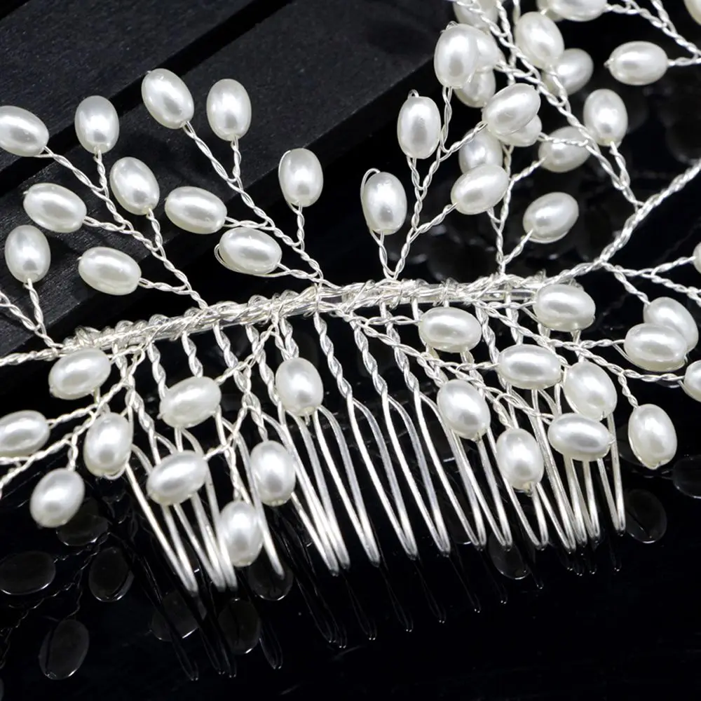 1 Pcs Bridal Handmade Pearl Hair Comb Hairpin Wedding Prom Barrettes Hair Ornaments WomenHair Accessories