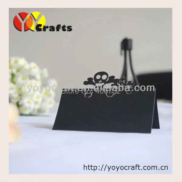 

2018 Holloween party decorations seat table card "skeleton" laser cut table place seat card