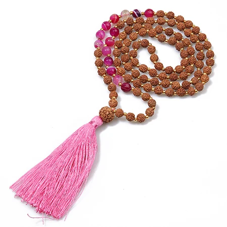 SHINUS BOHO женское модное ожерелье полудрагоценные камни Bodhi бусы из бисера ожерелья с подвесками и кисточками Femme ювелирные изделия для медитации - Окраска металла: N-B0021-F
