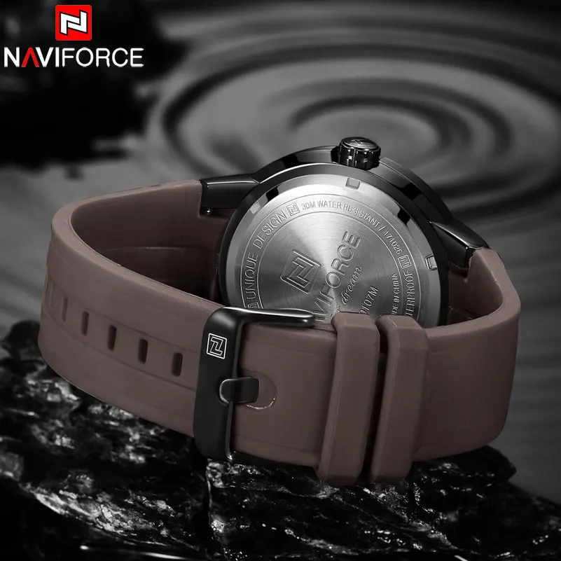 NAVIFORCE Брендовые мужские кварцевые часы водонепроницаемые спортивные на 30 м