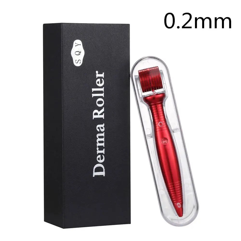0.2mm Red Титановый ролик для лица, ручка для удаления шрамов от акне, омолаживающий уход за кожей, анти-выпадение волос, лечение тела, массажный ролик, устройство для красоты - Цвет: 0.2mm Red