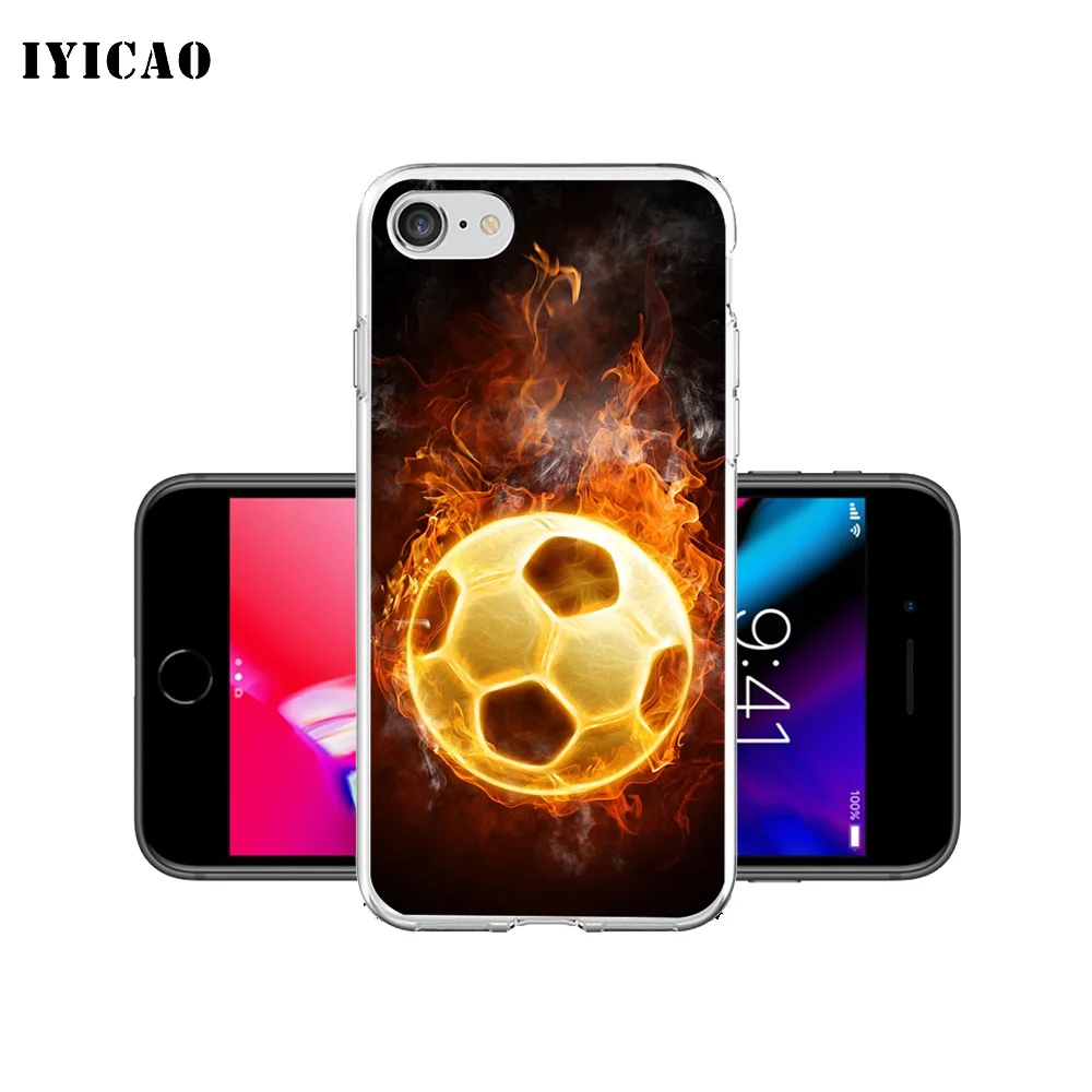IYICAO Fire Football sky moon Мягкий силиконовый чехол для телефона iPhone X XR XS MAX 6 6s 7 8 Plus 5 5S SE TPU |