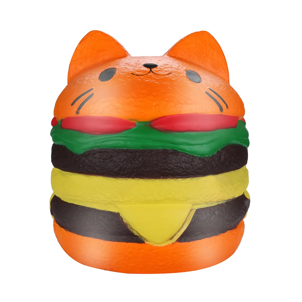 Сжимаемые игрушки Kawaii Jumbo Hamburger Cat Spuer медленно растущий крем ароматизированные