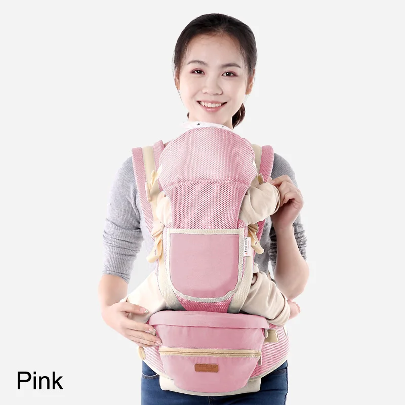 Pink Рюкзаки-Кенгуру дышащий хлопковый переносчик для новорожденного Мягкая натуральная сумка Колыбель для новорожденного куртка Эргономичная Детская Обёрточная бумага слинг принадлежности - Цвет: Pink