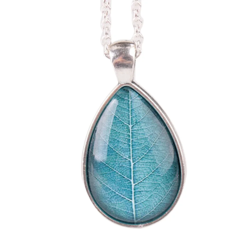 Beautiful Leaves Glass Necklace Water Drop Pendent European And American Popular Personality Jewelry For Couple | Ожерелья и