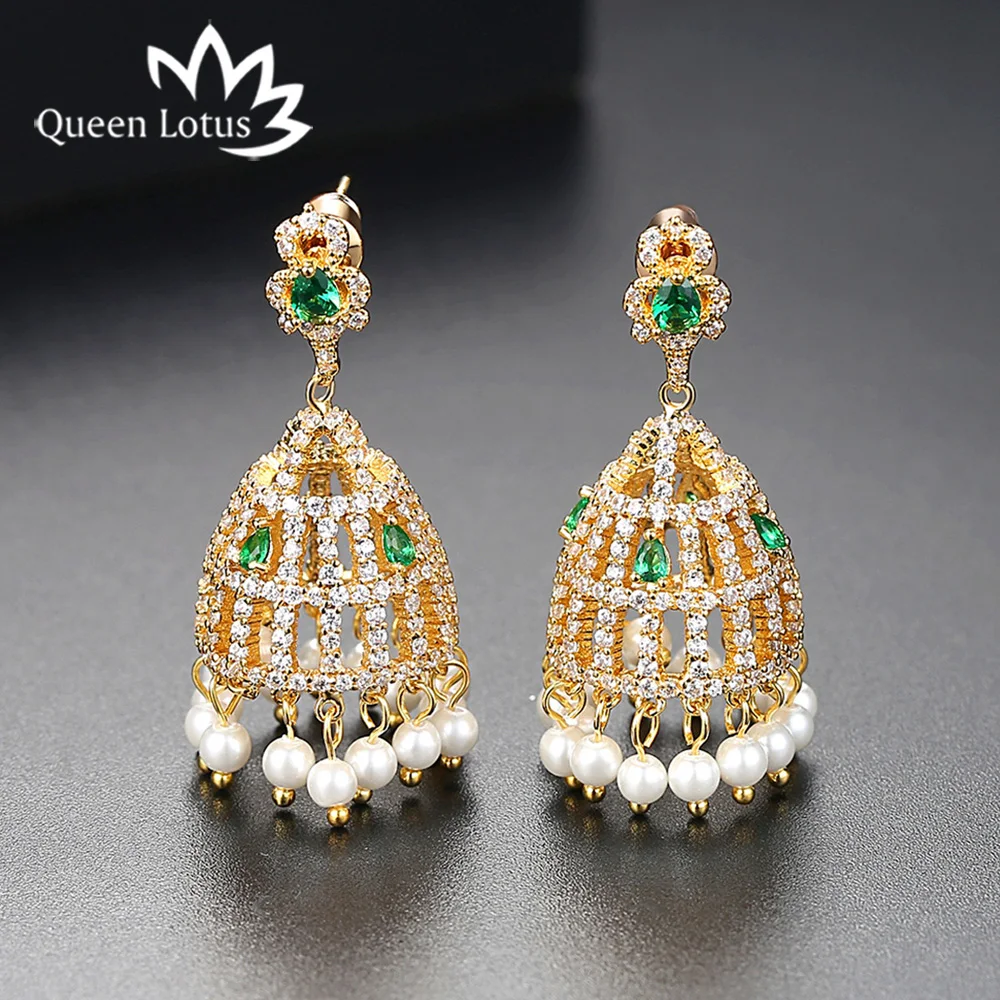 Роскошные висячие серьги Queen Lotus с кристаллами для женщин подвески в стиле