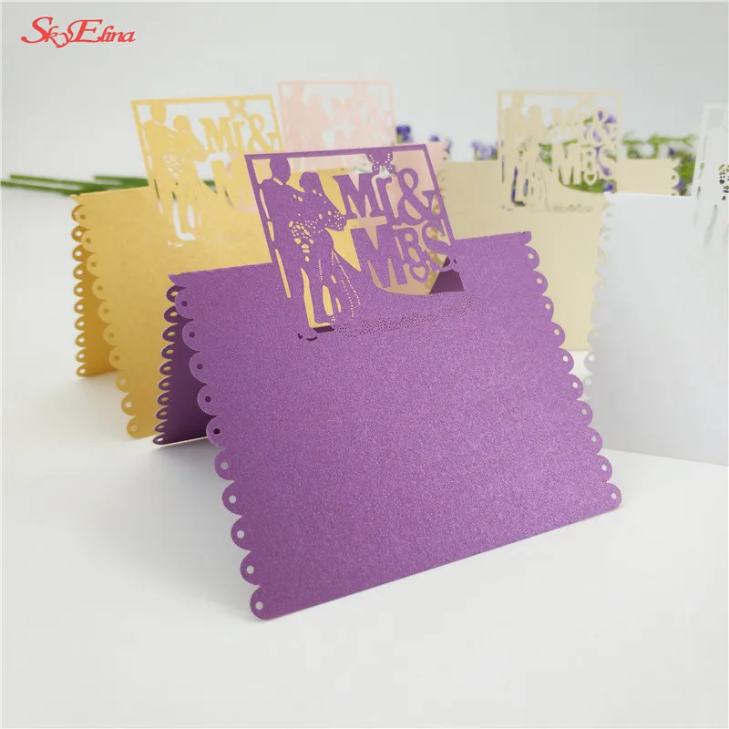 10pcs Laser Cut MR &amp MRS Place Card Table Name Wedding Party Bridal Decoration Shower Seat 7z |