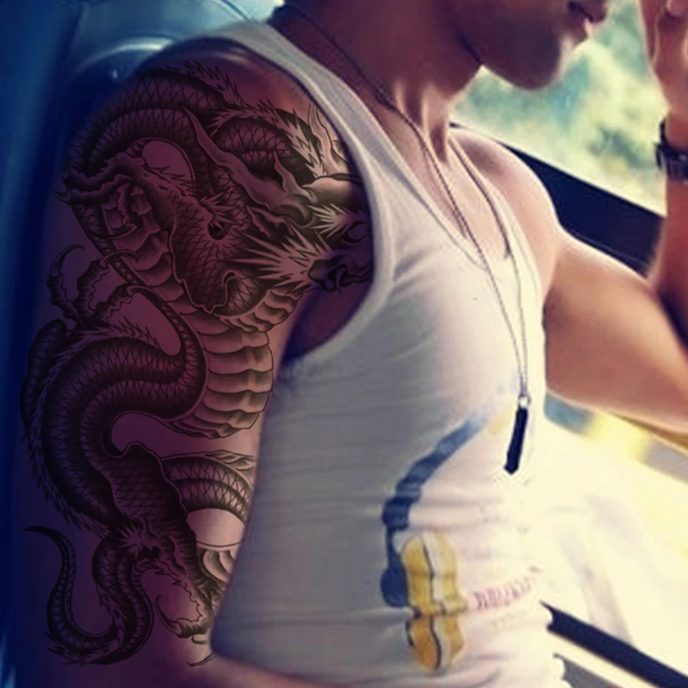 3D Black Dragon Removable Waterproof Temporary Tattoo Arm Leg Body Art Sticker | Красота и здоровье