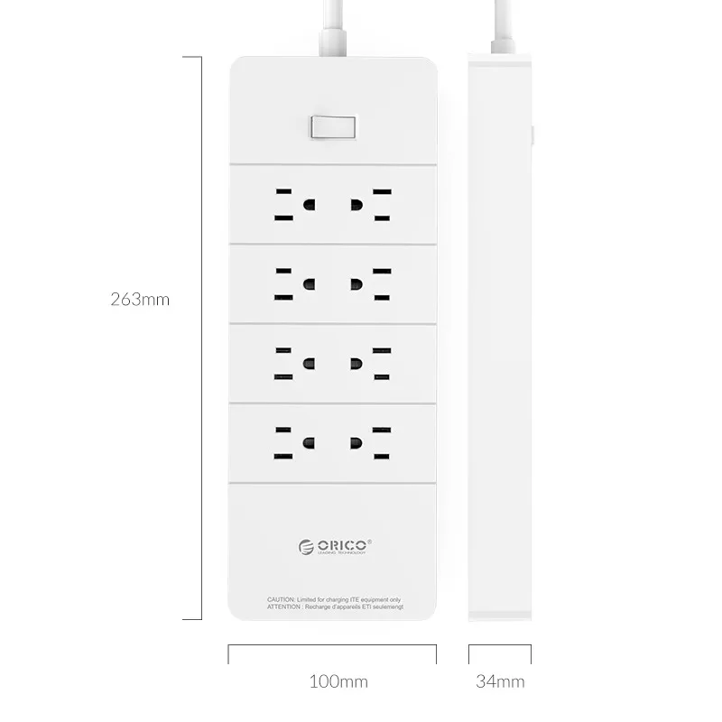Orico силовая Лента Usb 8 розетка 4 порта USB удлинитель розетка с светодиодный светильник-индикатор-вилка США