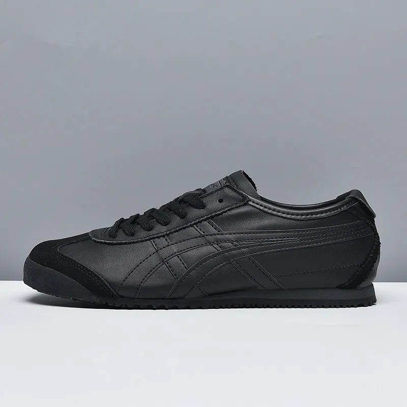 TIGER ONITSUKA обувь для мужчин и женщин чистый черный кожаные кроссовки износостойкие