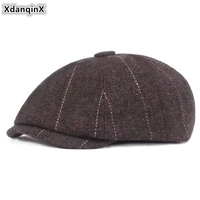 xdanqinx elastically adjustable mens hat warm beret autumn winter simple flat cap for men brands dads hats sombrero de hombre