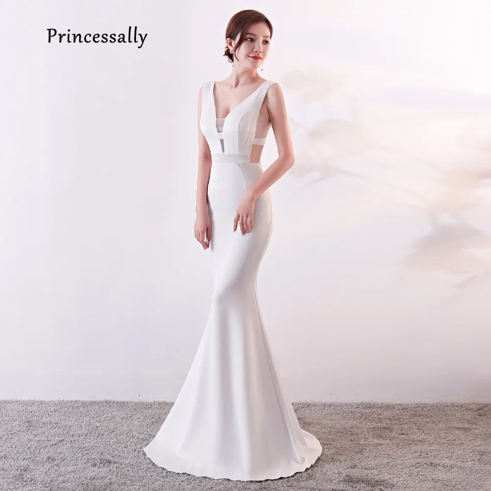 Новые белые вечерние платья русалки для женщин длинное сексуальное платье с