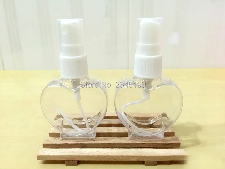 

40ML 50pcs/lot Clear Plastic Spray Bottle, Heart Shape Clear Spayer, DIY Perfume/Emulsion/Lotion Spray Refillable Bottle