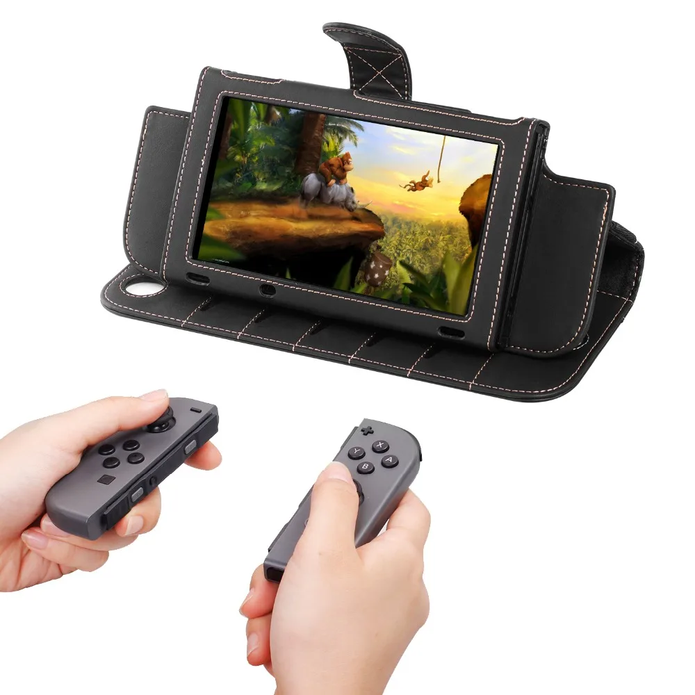 Кожаный чехол с откидной крышкой NS защитный кошелек для Nintendo Switch геймпад 10
