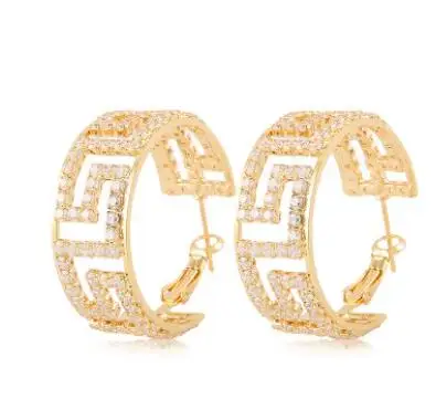 Eye-ослепительно золотой тон кристаллы стразы хооп Earrings-1sets | Украшения и