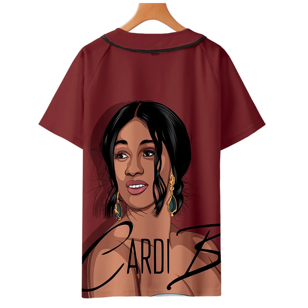 Мужские/женские летние топы, одежда, Бейсбольная Футболка Cardi B с 3D принтом Harajuku, бейсбольная Футболка, хип-хоп, 3D короткий рукав