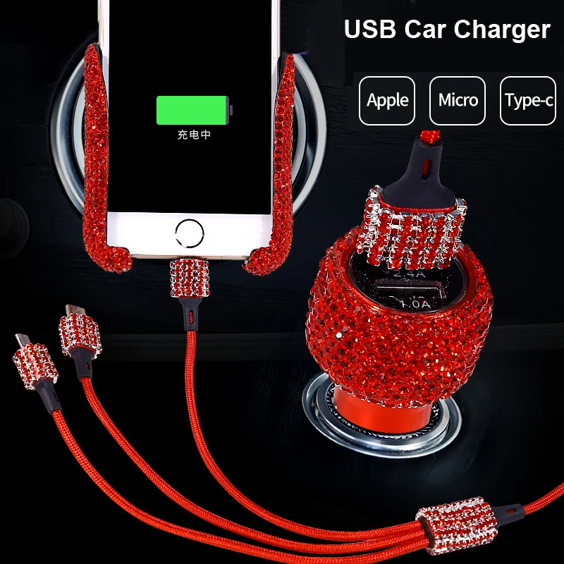 Bling Crystal 3 в 1 кабель для зарядного устройства двойной зарядное устройство usb