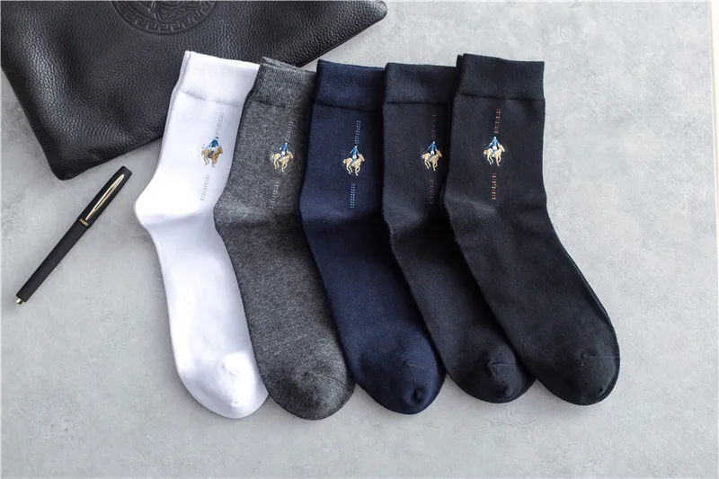 PIER POLO, Брендовые мужские деловые носки, хлопковые носки с вышивкой, Calcetines Hombre, модные повседневные носки, 5 пара/лот