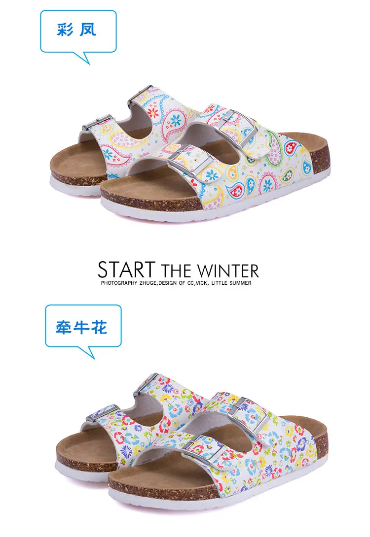 MVP BOY28 color New Summer Beach Valentine Cork Slippers Sandals Casual Double Buckle Clogs Slippers Women Flip Flops Shoe 35-44