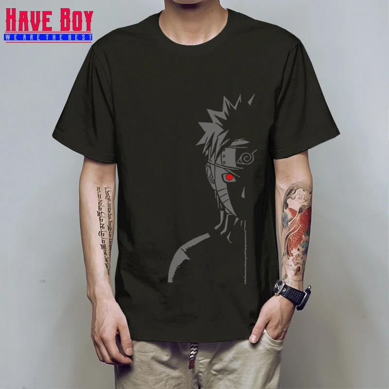 HAVE BOY Мужская модная футболка брендовые летние футболки Наруто Shippuden Red Sun аниме полосатая мужская футболка хлопок топ тройники HB196
