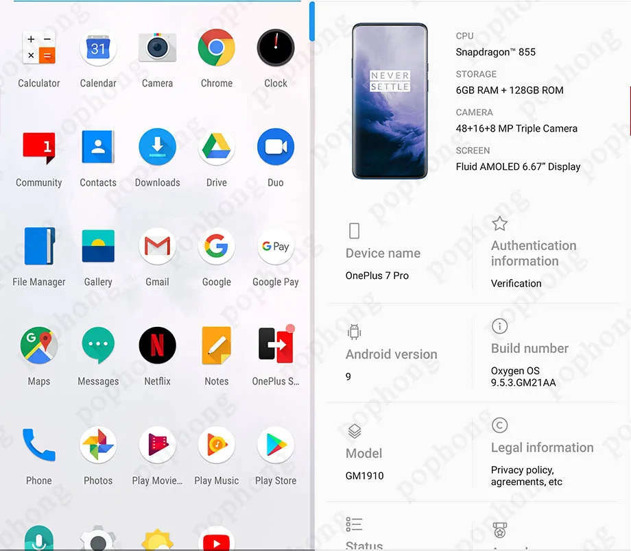 Универсальный ПЗУ Oneplus 7 PRO 6,67 дюймов мобильный телефон Android 9 Snapdragon 855 6G ram 128G rom NFC экран разблокировка смартфона