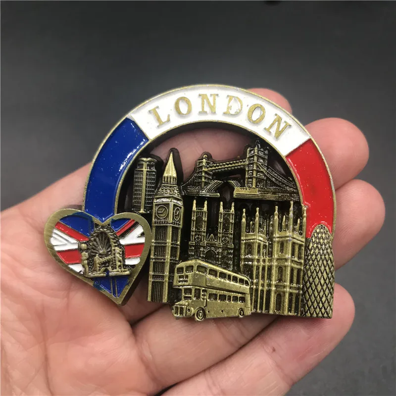 London 3D металлический магнит на холодильник стикер s Великобритания Италия Рим Франция память о поездке древняя архитектура путешествия магнитная наклейка - Цвет: London
