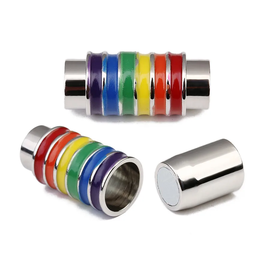 SAUVOO 5Pcs/lot Rainbow Copper Strong Magnetic Clasps Hook End Cap Connector Fit 6mm Round Leather Cord For Bracelet Making - купить по