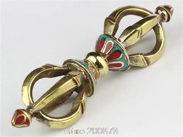 TBC978 Tibetan brass vajra droje Buddhist handicrafts 110mm Decos arts low MOQ | Дом и сад