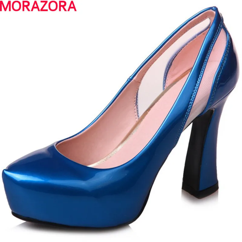 Женские лакированные туфли MORAZORA черные вечерние из искусственной кожи на