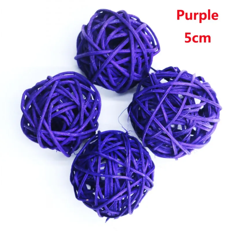 Purple 5 см 6 шт. Хэллоуин Шарик из ротанга DIY украшения сепактакрау домашний орнамент Рождество/День рождения Свадебная вечеринка украшения - Цвет: Purple
