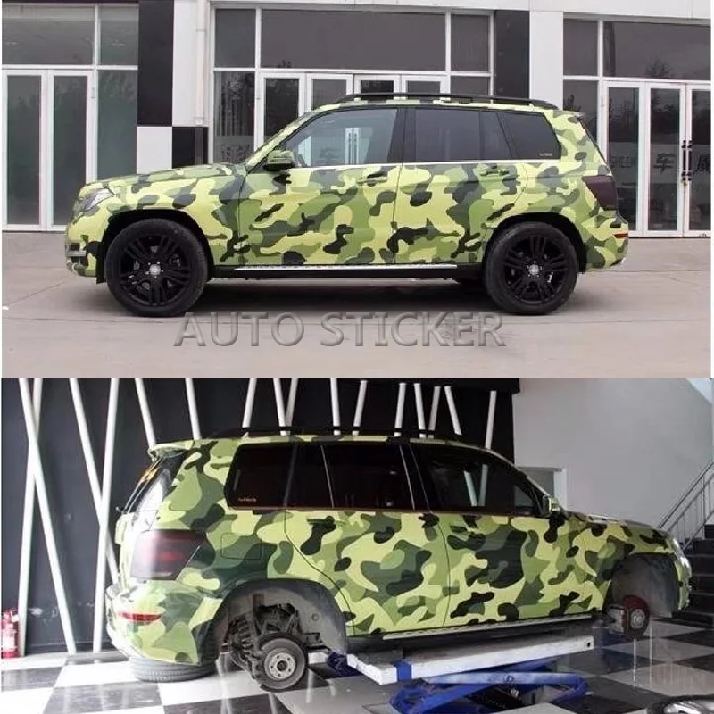 Камуфляжная виниловая ПВХ-пленка для автомобиля оберточная пленка зеленая