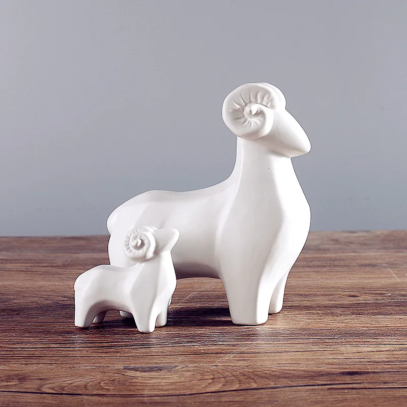 

3Pcs/set Sheep Statue Simulation Cute Animal Ceramic Craftwork Office Show Window Hotel Living Room Decoration Gift L2791