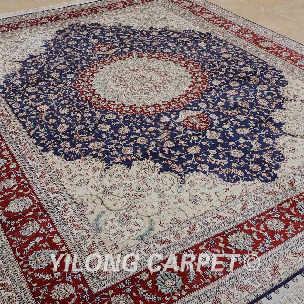 Goedkoop Yilong 9'x12 'Antieke Klassieke Handgemaakte Kleed Grote Donkerblauw Vantage Turkije Tapijt (0907)