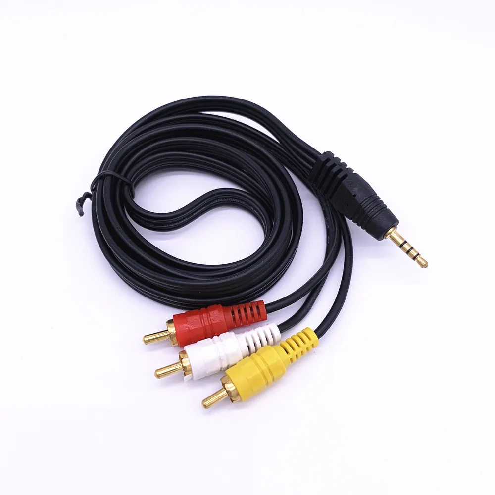 3.5mm To 3 RCA AV A V TV Video Cable Cord for Panasonic Canon JVC Video Camera Camcorder